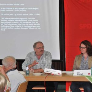Prof. Huster und Lisa Gnadl beim Ranstädter Gespräch